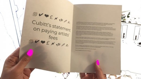 Cubitt’s statement on paying artists’ fees